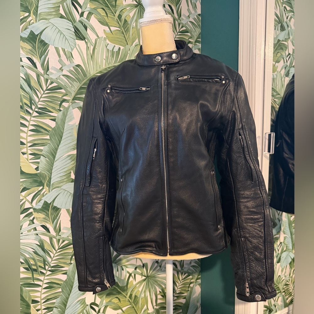 Xelement Women’s Leather Motorcycle Armored Riding Jacket Large